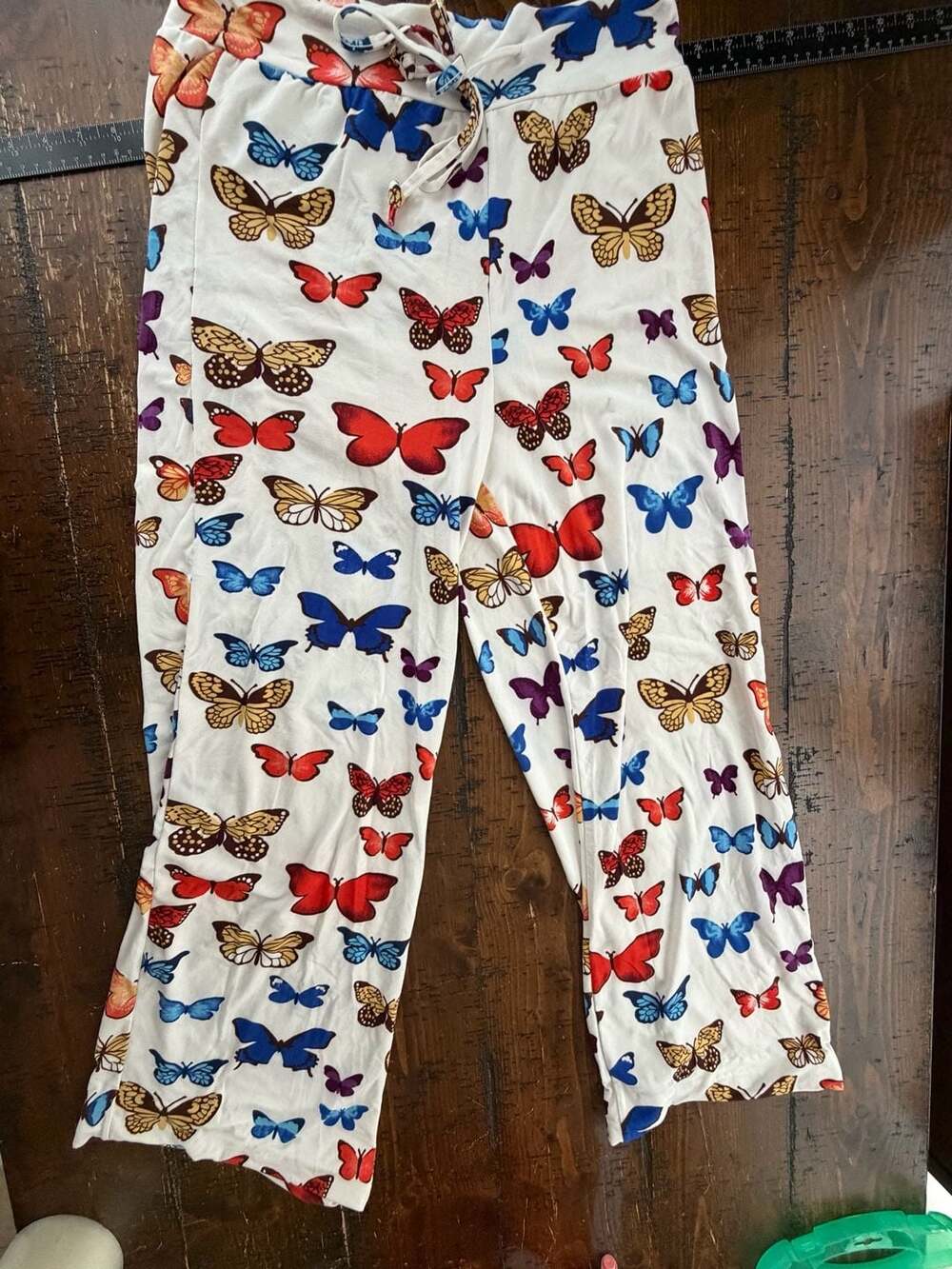 Butterfly Print Pajama Lounge Pants White Size Large